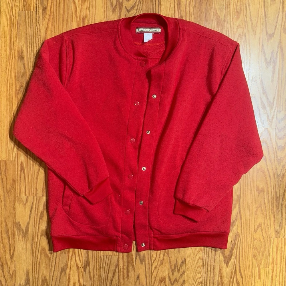 Vintage Tudor Court Red Jacket Size Large Button Front Jacket